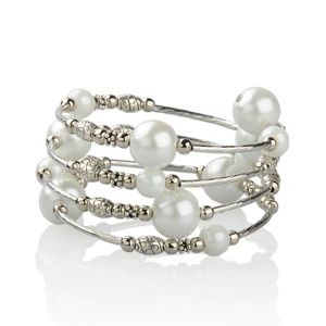 New Bridal White Bead Adjustable Wrap Bracelet